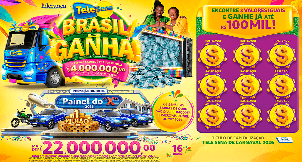 Tele sena de carnaval 2026 mais e menos pontos