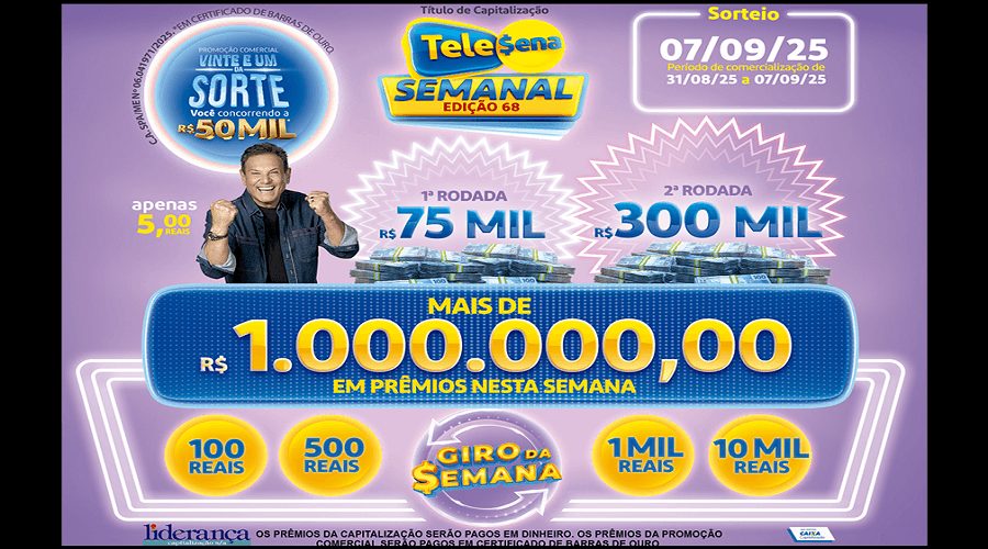 Resultado da Tele sena semanal lilás edição 68 Resultado da Tele sena semanal lilás edição 68