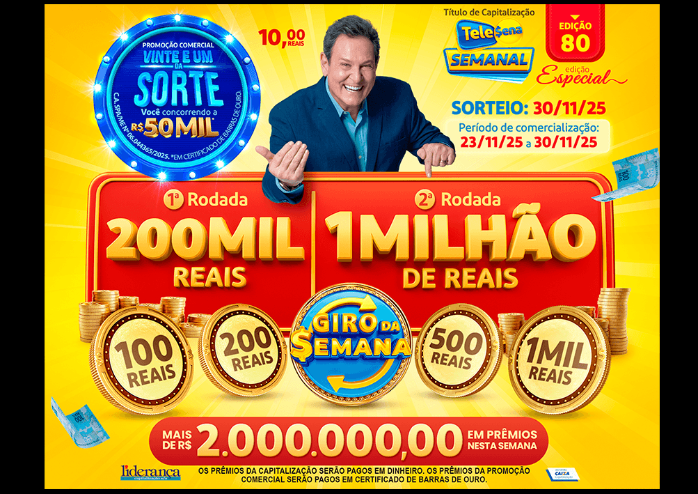 Resultado da Tele Sena Semanal Amarela Edição 80