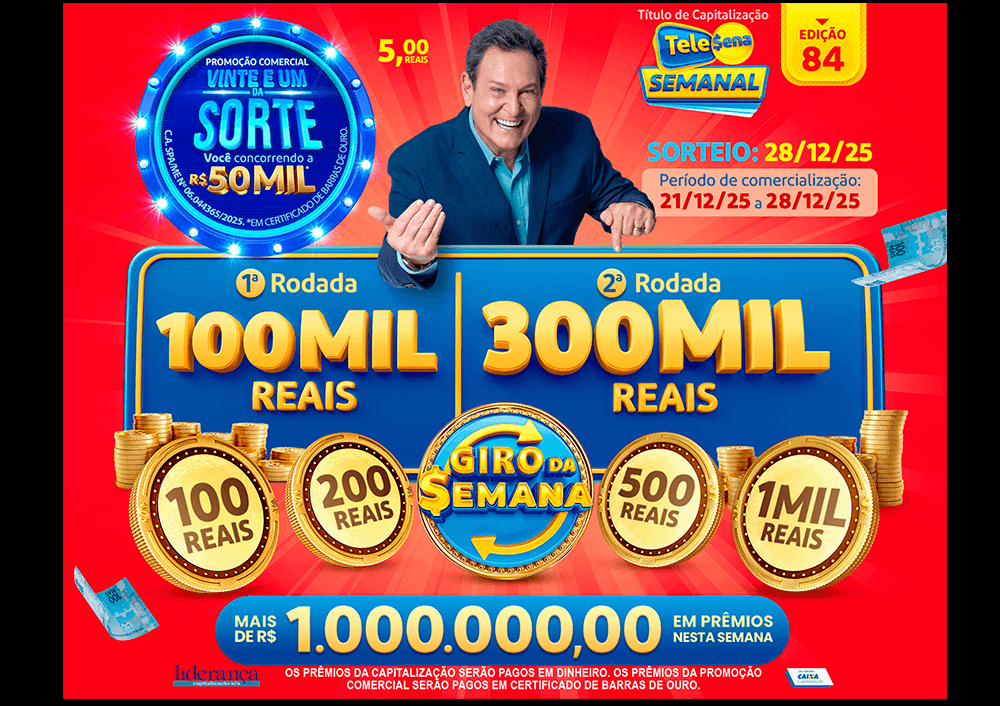 Resultado da Tele Sena Semanal Vermelha Edição 84